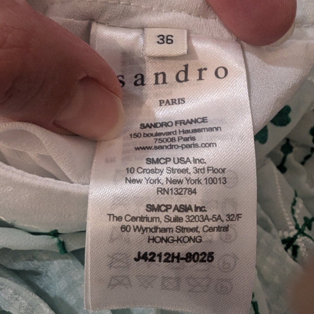 Sandro White and Green A-Line Skirt - Picture 3 of 7